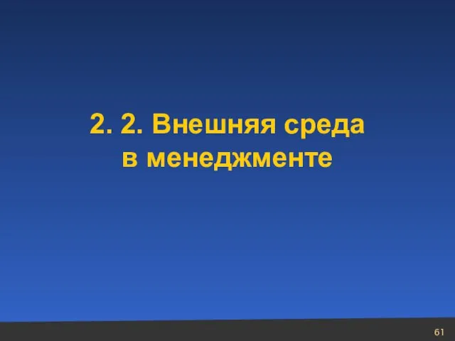 2. 2. Внешняя среда в менеджменте