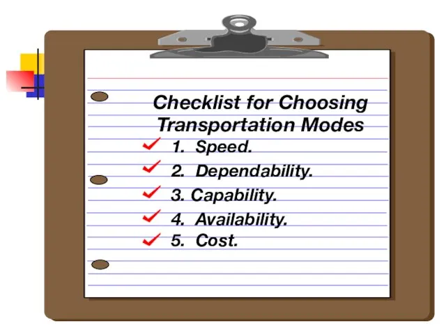 Checklist for Choosing Transportation Modes