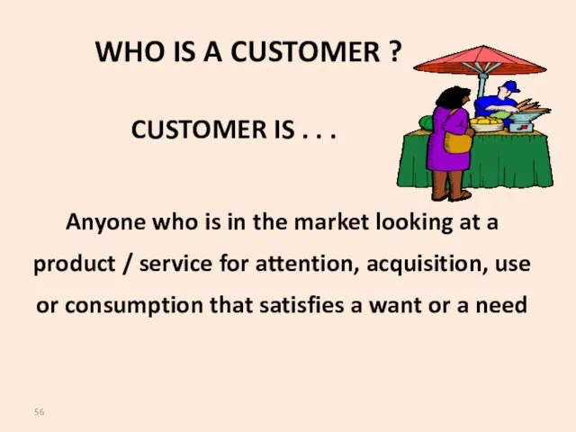 WHO IS A CUSTOMER ? Anyone who is in the market looking