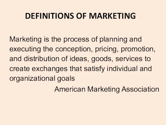 Marketing is the process of planning and executing the conception, pricing, promotion,