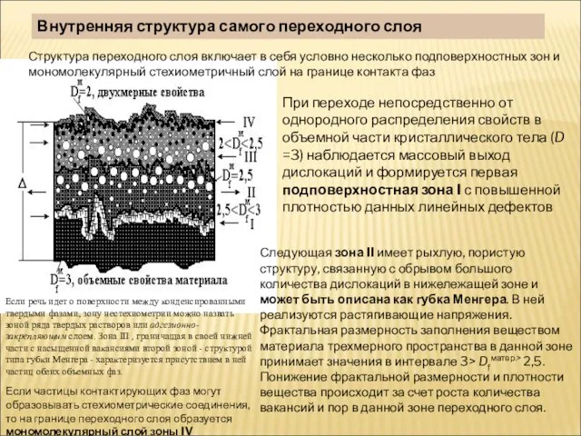 Внутренняя структура самого переходного слоя Структура переходного слоя включает в себя условно