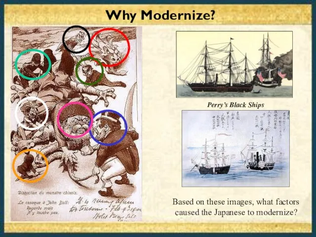 Why Modernize? Based on these images, what factors caused the Japanese to