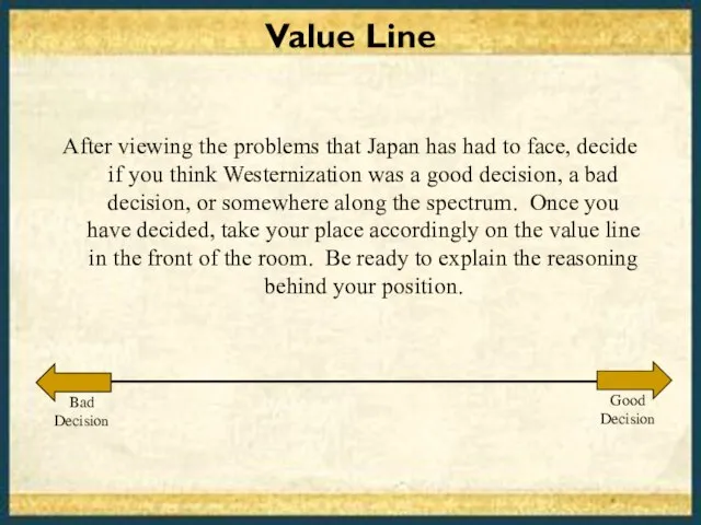 Value Line After viewing the problems that Japan has had to face,