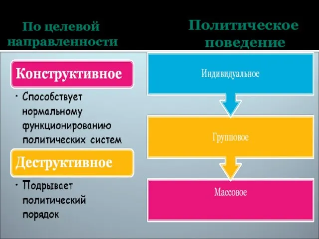 По целевой направленности Политическое поведение