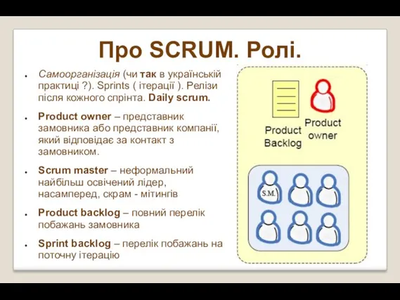 Про SCRUM. Ролі. Самоорганізація (чи так в українській практиці ?). Sprints (