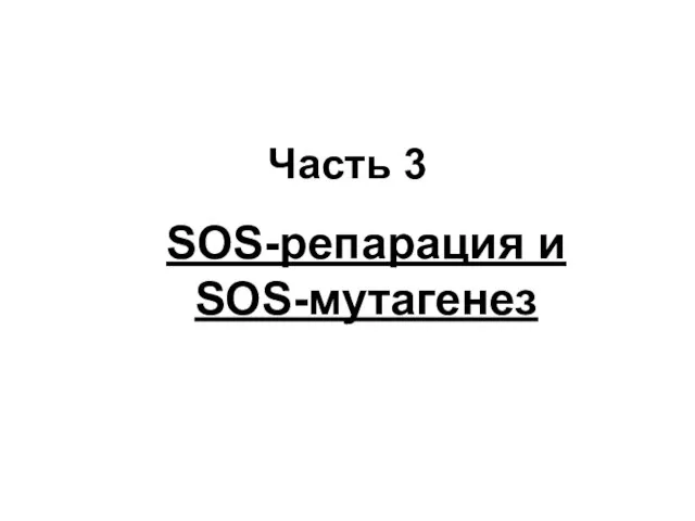 Часть 3 SOS-репарация и SOS-мутагенез