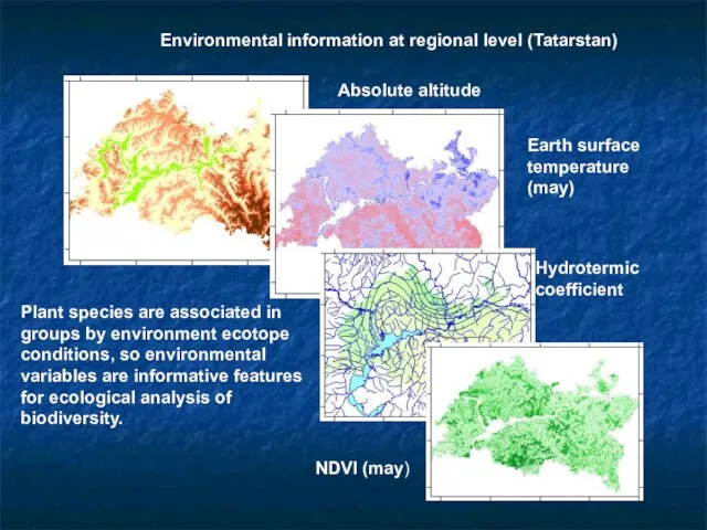 Plant species are associated in groups by environment ecotope conditions, so environmental