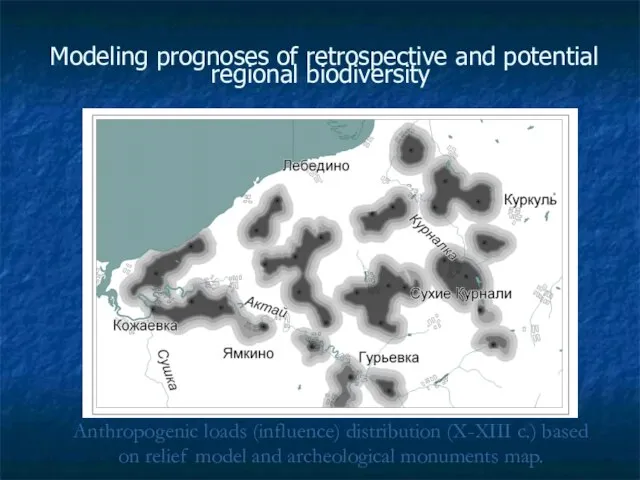 Modeling prognoses of retrospective and potential regional biodiversity Anthropogenic loads (influence) distribution