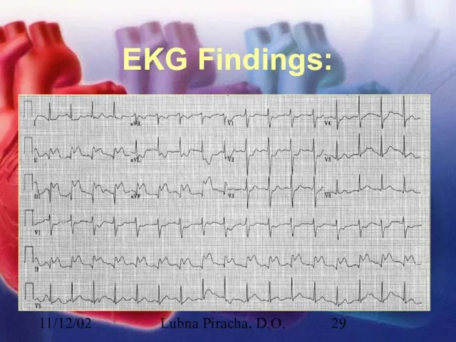 11/12/02 Lubna Piracha, D.O. EKG Findings: