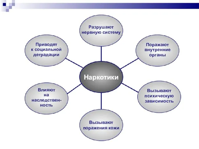 Наркотики Разрушают нервную систему Поражают внутренние органы Вызывают психическую зависимость Вызывают поражения