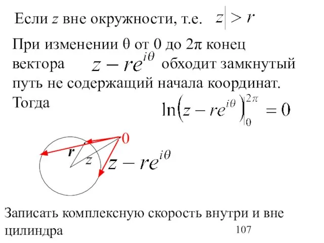 Если z вне окружности, т.е. При изменении θ от 0 до 2π