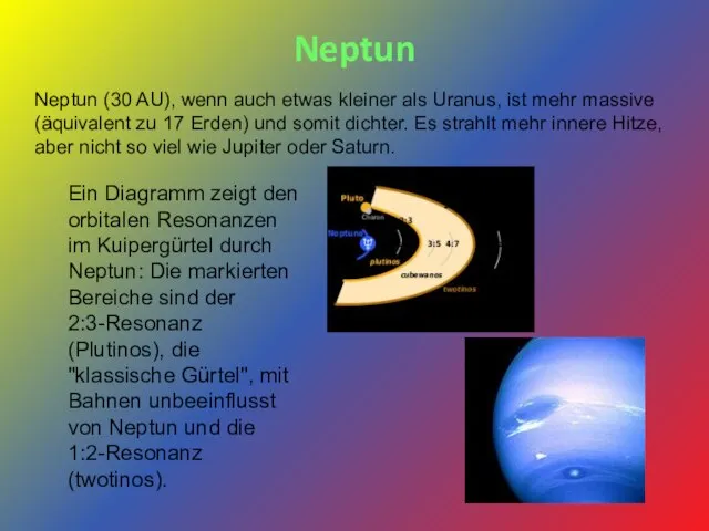 Neptun Neptun (30 AU), wenn auch etwas kleiner als Uranus, ist mehr