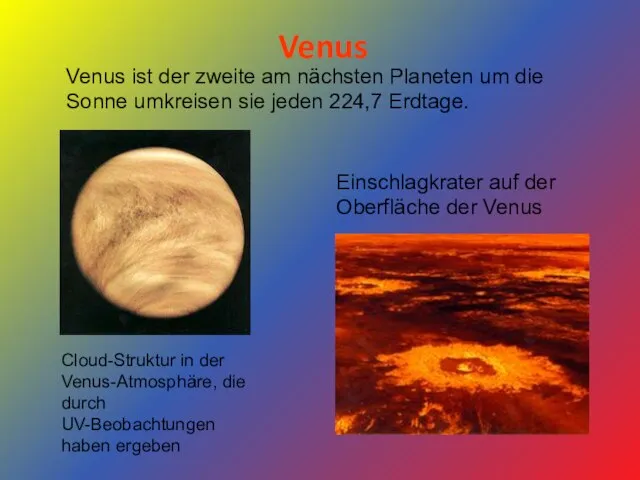 Venus Cloud-Struktur in der Venus-Atmosphäre, die durch UV-Beobachtungen haben ergeben Einschlagkrater auf