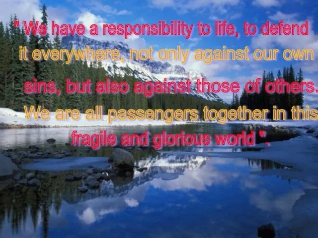 " We have a responsibility to life, to defend it everywhere, not
