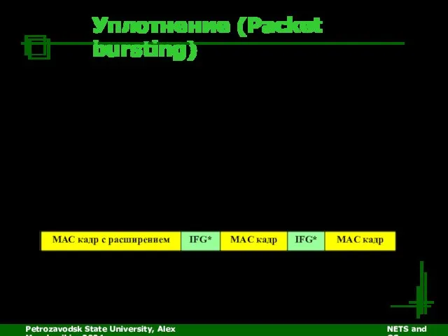 Petrozavodsk State University, Alex Moschevikin, 2004 NETS and OSs Уплотнение (Packet bursting)