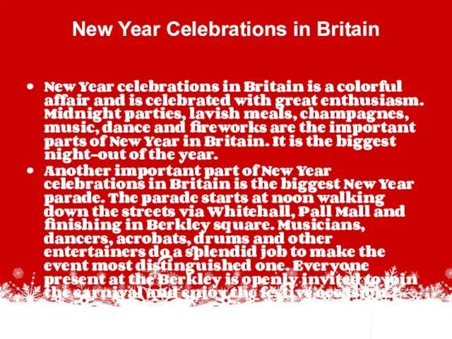 New Year Celebrations in Britain New Year celebrations in Britain is a
