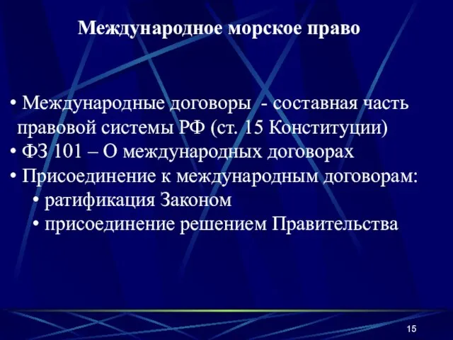 Международное морское право Международные договоры - составная часть правовой системы РФ (ст.