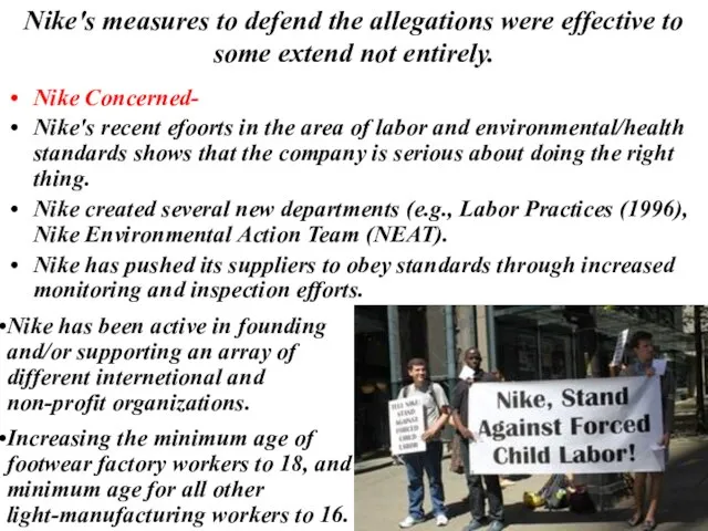 Nike Concerned- Nike's recent efoorts in the area of labor and environmental/health