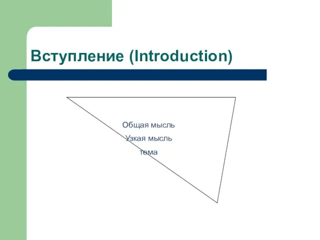 Вступление (Introduction) Общая мысль Узкая мысль тема