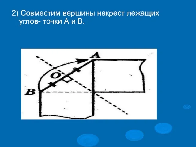 2) Совместим вершины накрест лежащих углов- точки А и В.