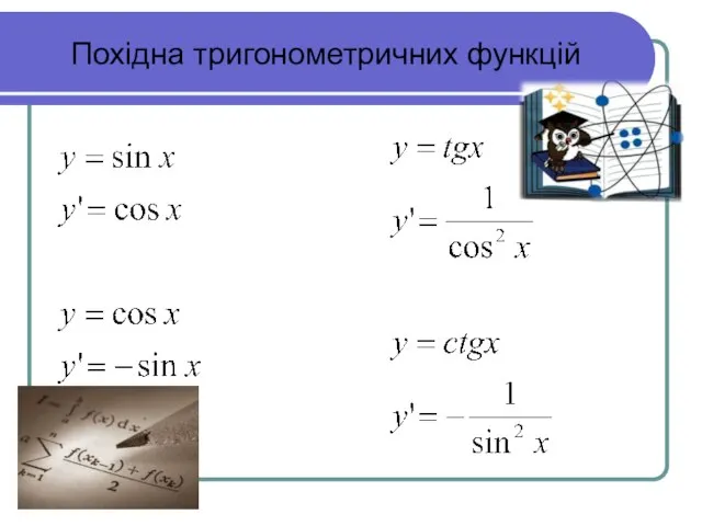 Похідна тригонометричних функцій