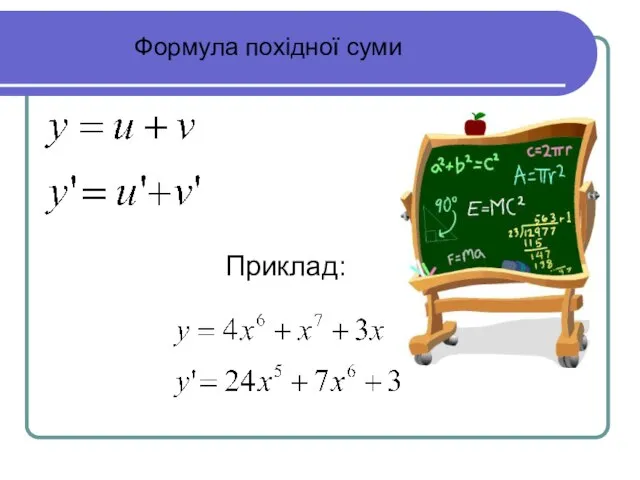 Формула похідної суми Приклад: