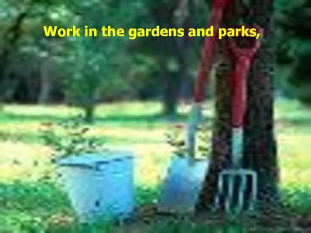 Work in the gardens and parks,