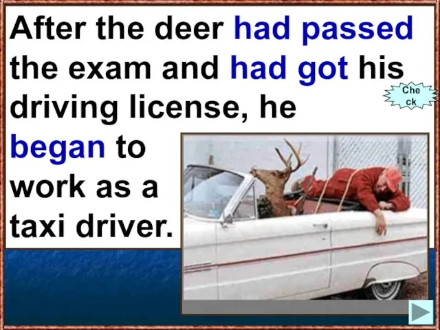 After the deer (to pass) the exam and (to get) his driving