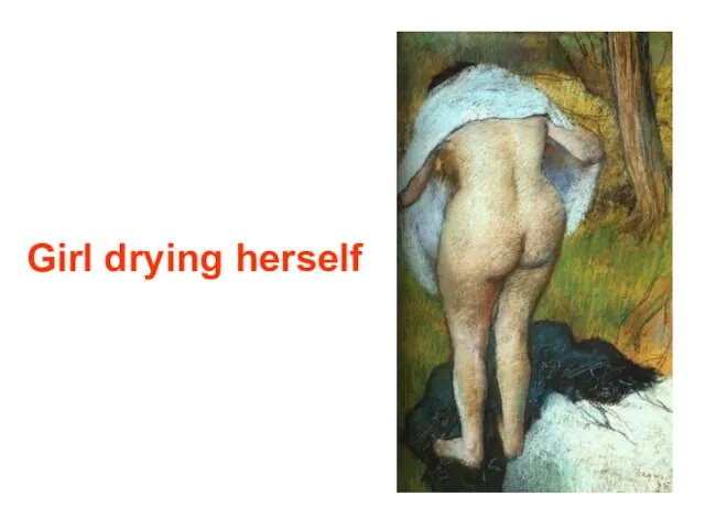 Girl drying herself