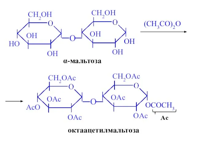 α-мальтоза (CH3CO)2O октаацетилмальтоза