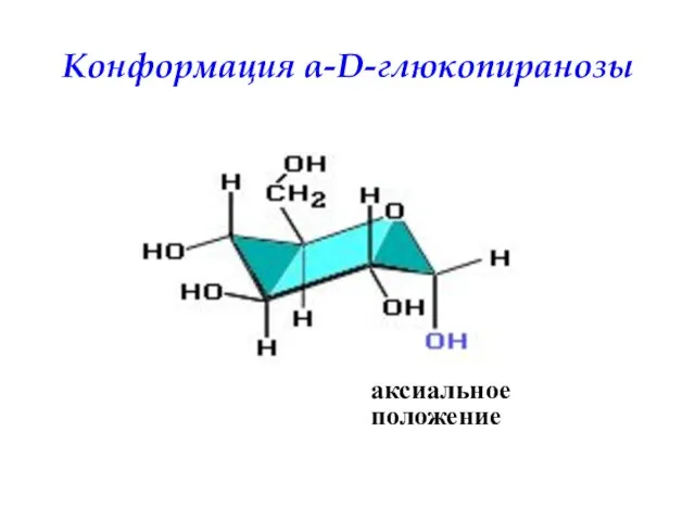 Конформация α-D-глюкопиранозы аксиальное положение