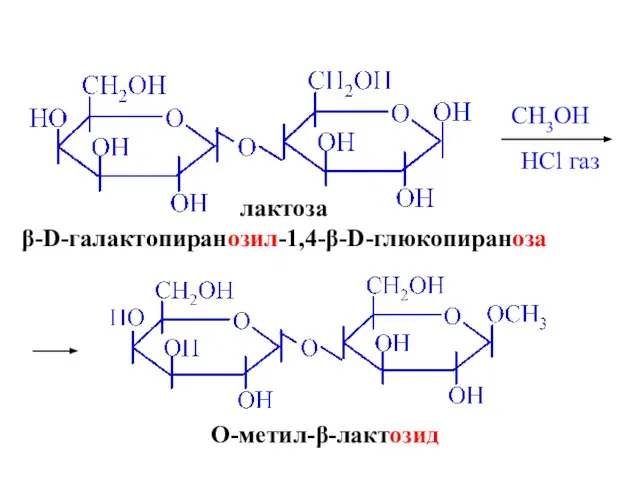 лактоза β-D-галактопиранозил-1,4-β-D-глюкопираноза CH3OH HCl газ O-метил-β-лактозид