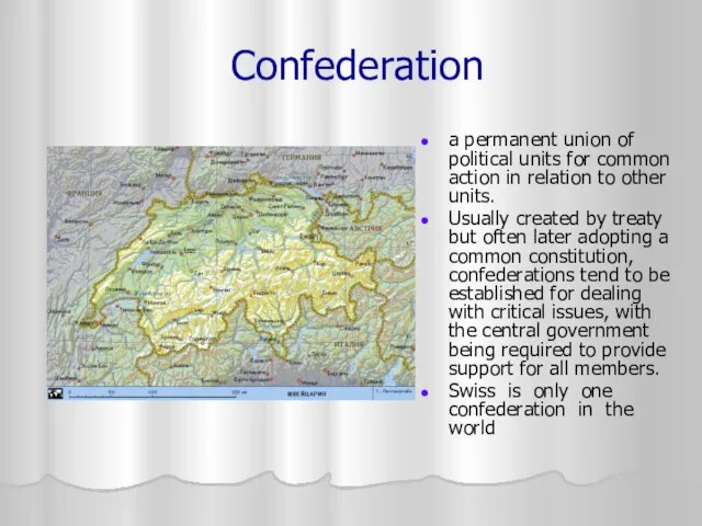 Confederation a permanent union of political units for common action in relation