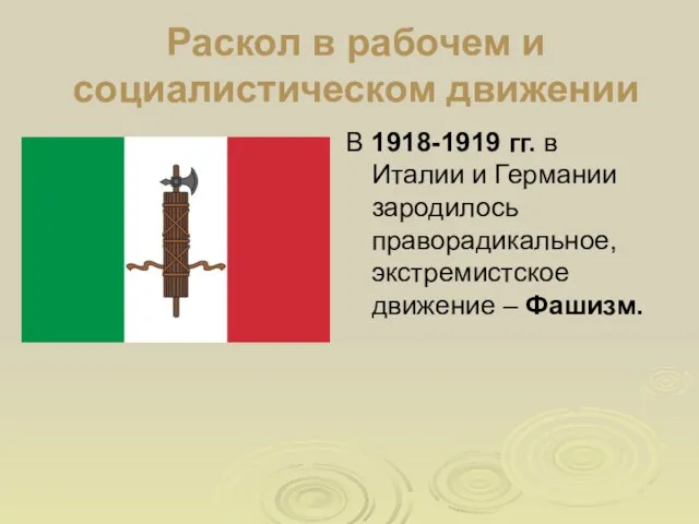 Раскол в рабочем и социалистическом движении В 1918-1919 гг. в Италии и