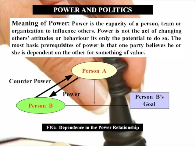 POWER AND POLITICS Meaning of Power: Power is the capacity of a