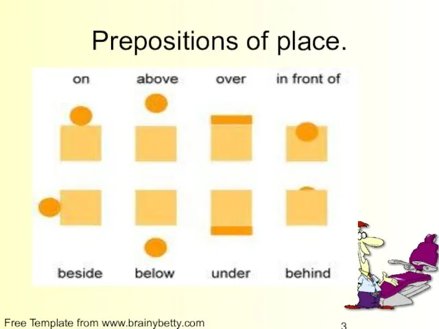 Free Template from www.brainybetty.com Prepositions of place.