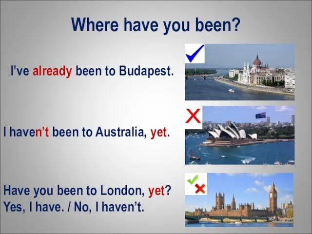 Where have you been? I’ve already been to Budapest. Have you been