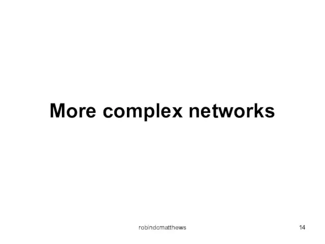 More complex networks robindcmatthews