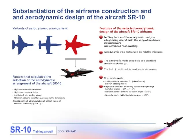 / OOO “KB SAT” Substantiation of the airframe construction and and aerodynamic