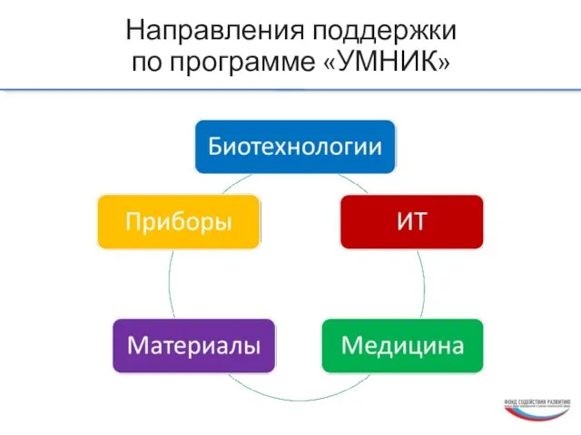 Направления поддержки по программе «УМНИК»