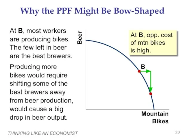 THINKING LIKE AN ECONOMIST B Why the PPF Might Be Bow-Shaped At