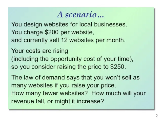 You design websites for local businesses. You charge $200 per website, and