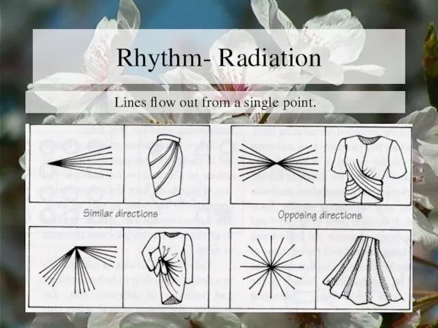 Rhythm- Radiation Lines flow out from a single point.