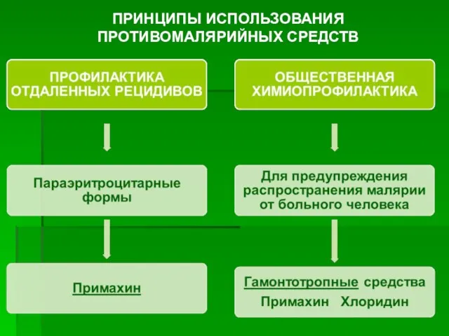 ПРИНЦИПЫ ИСПОЛЬЗОВАНИЯ ПРОТИВОМАЛЯРИЙНЫХ СРЕДСТВ