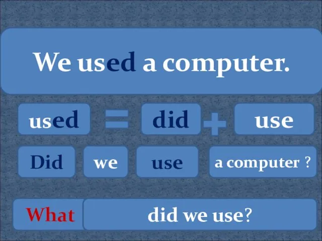 We used a computer. used did use Did we use a computer