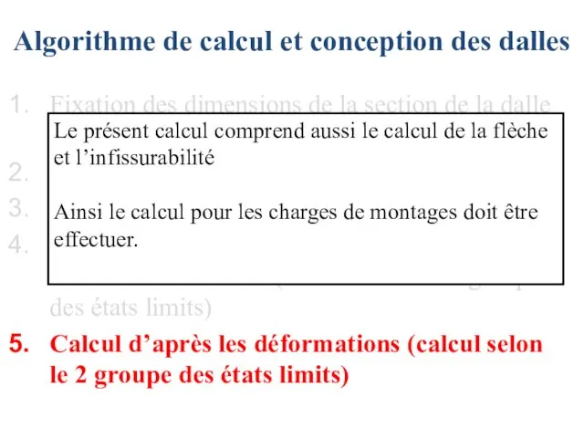 Algorithme de calcul et conception des dalles Fixation des dimensions de la