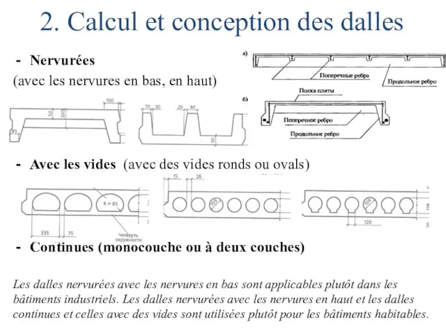 2. Calcul et conception des dalles Nervurées (avec les nervures en bas,