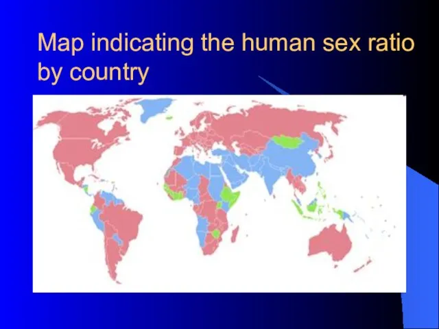 Map indicating the human sex ratio by country
