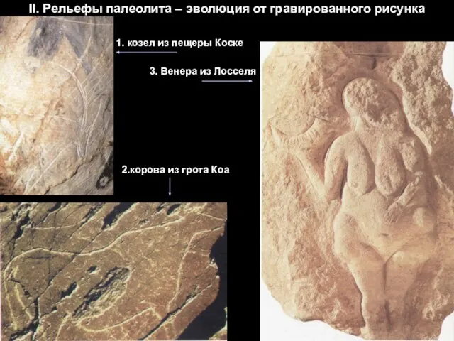 II. Рельефы палеолита – эволюция от гравированного рисунка 1. козел из пещеры