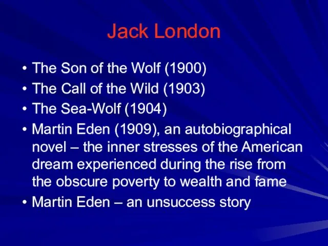 Jack London The Son of the Wolf (1900) The Call of the